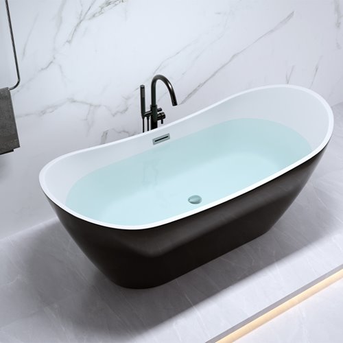 Wanna wolnostojąca czarno biała 160 cm Rica Hydrosan