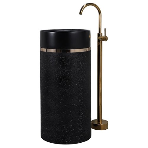 Umywalka wolnostojąca ceramiczna okrągła czarna 86x40 cm SCOT1-BL-WOF-860