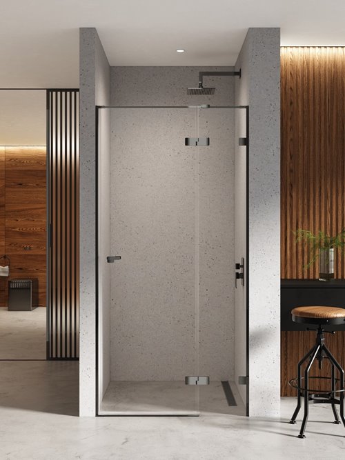 Czarne drzwi prysznicowe uchylne 80 cm prawe EXK-6128 Eventa Black Chrome New Trendy