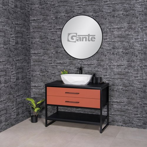 Szafka stojąca z białą umywalką kolor ceglasty loft 100 cm seria New York