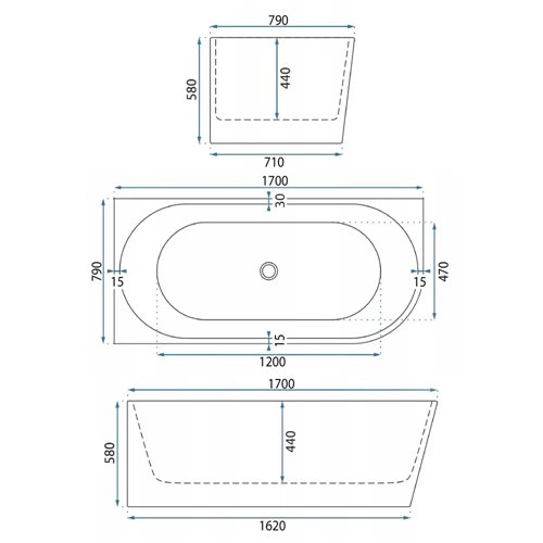 Wanna przyścienna narożna lewa 170 cm Bellanto Slim Rea zdjęcie 7