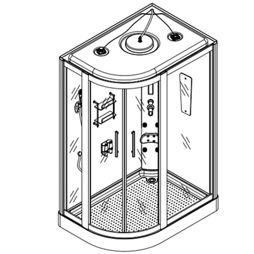 Kabina prysznicowa zabudowana na niskim brodziku 120x85 z sauną Monako Lewa