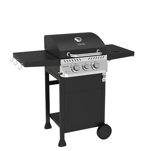 Grill gazowy APOLLO-A kolor czarny ruszt żeliwny moc 8,5 kW + pokrowiec + palnik boczny