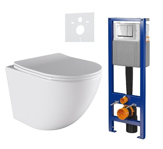 Zestaw podtynkowy stelaż CERSANIT MITO 40 MECH + miska PURO-WH-03 + przycisk ENTER II chrom