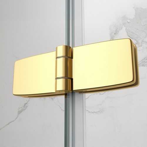 Złota kabina prysznicowa prostokątna drzwi pojedyncze składane 110x80 ZES-KZ20E-GL-110X80