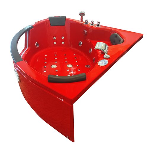 Czerwona wanna z hydromasażem narożna 152x152 cm MO-1004HC