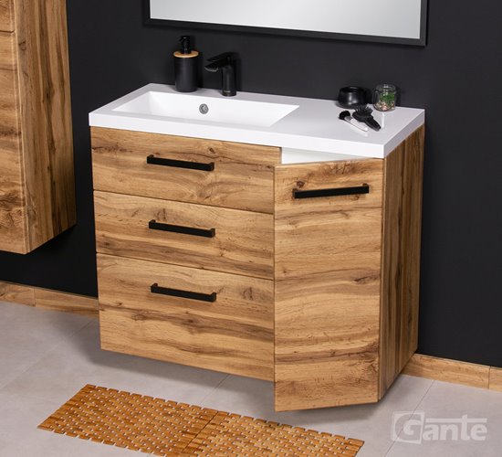 Szafka wisząca z umywalką 90 cm kolor dąb naturalny 39/3 seria Fokus Loft Gante