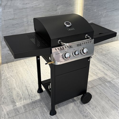 Grill gazowy APOLLO-A kolor czarny ruszt żeliwny moc 8,5 kW + pokrowiec + palnik boczny