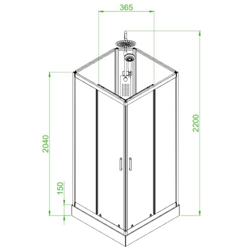 Kabina prysznicowa zabudowana kwadratowa 80x80 cm profil szczotkowany LISA