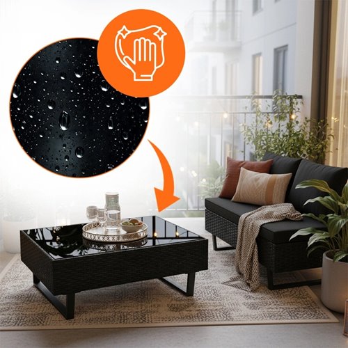 Zestaw mebli ogrodowych z technorattanu narożnik tarasowy Lime czarny zdjęcie 8