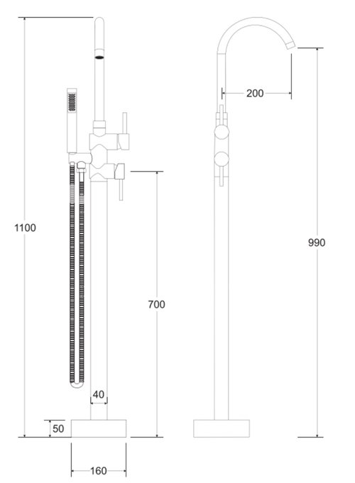 Bateria wannowa wolnostojąca czarna Illusion II Besco BW-III-CZ