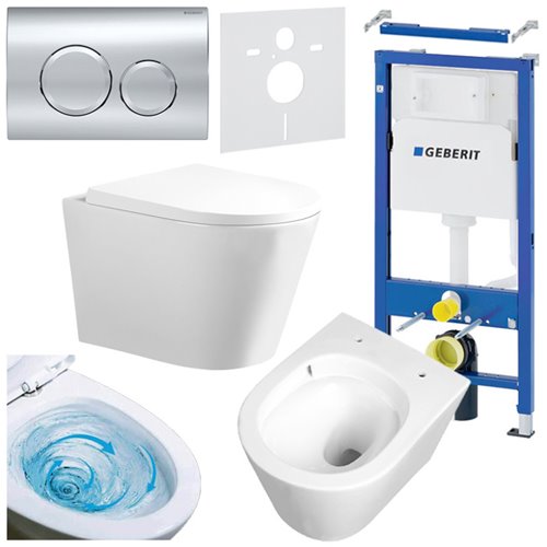 Zestaw podtynkowy stelaż GEBERIT DUOFIX + miska PRIMA-WH-TR-02 + przycisk DELTA 20 chrom