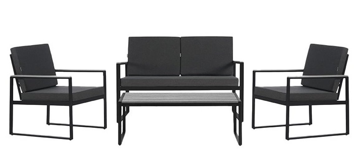 Zestaw mebli ogrodowych metalowych stół, sofa oraz fotele Carter kolor czarny