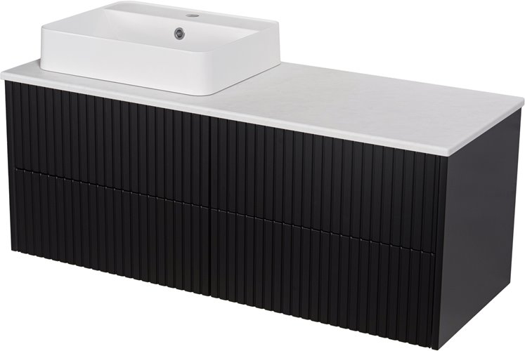 Szafka łazienkowa wisząca frezowana z umywalką 120 cm Mirage kolor czarny mat