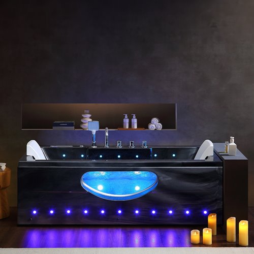 Czarna prostokątna wanna z hydromasażem 160x84 cm Iris 933C Hydrosan