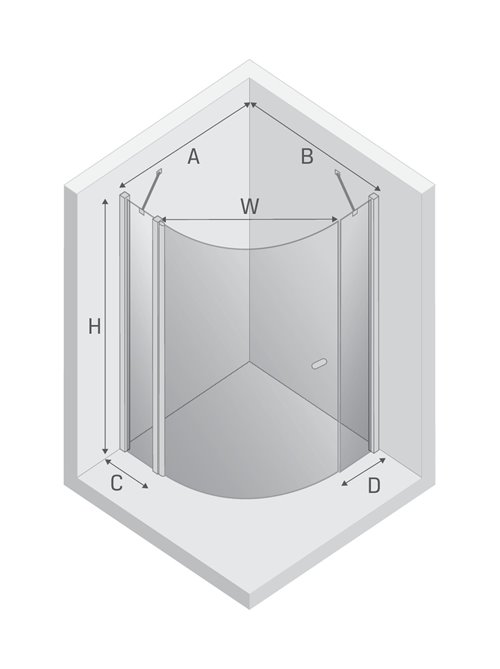 Kabina prysznicowa półokrągła 90x90 K-0416 New Soleo New Trendy