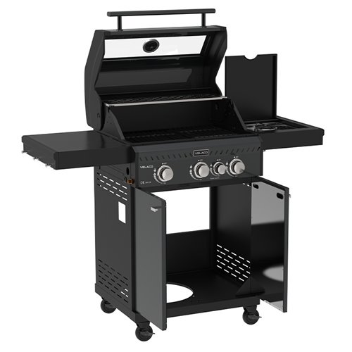 Grill gazowy ZEUS-B kolor czarny ruszt żeliwny moc 11,5 kW + pokrowiec + palnik boczny