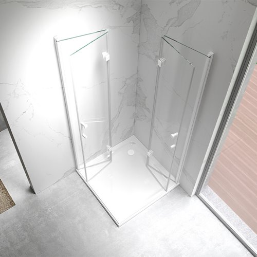 Biała kabina prysznicowa kwadratowa drzwi składane 80x80 KZ08B