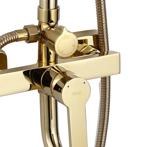 Złoty zestaw prysznicowy z wylewką Argus Rea Gold