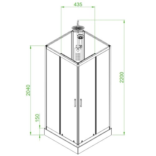 Kabina prysznicowa zabudowana kwadratowa 90x90 cm profil szczotkowany LISA