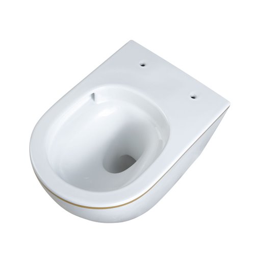 Biała miska wc wisząca złoty rant Rimless Mizu Tornado MIZU-WH-GL-TR-02 Hydrosan