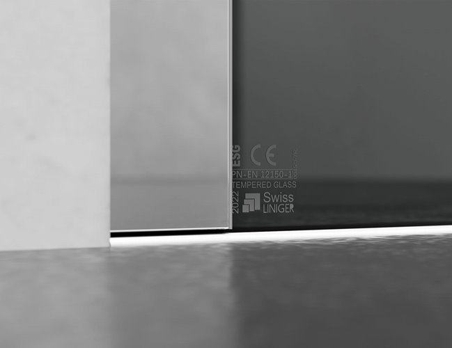 Kabina prysznicowa narożna 150x80 cm szkło 8mm grafitowe profile chrom Swiss Liniger