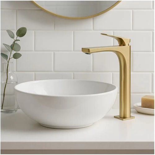 Bateria umywalkowa wysoka Joe Rea złoto szczotkowane