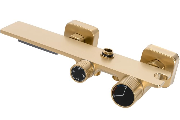 Złoty szczotkowany zestaw prysznicowy z wylewką Helix Rea Gold Brush