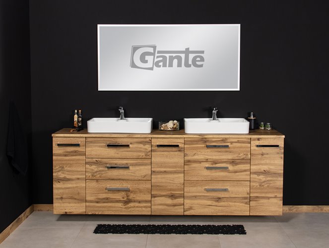 Szafka wisząca z umywalką 210 z dwiema umywalkami C3 seria Fokus NE