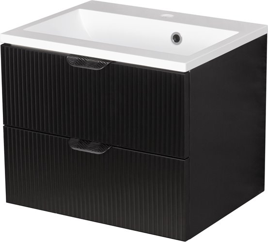 Szafka łazienkowa z umywalką wisząca szklane fronty czarny mat 50 cm Bravia Gante