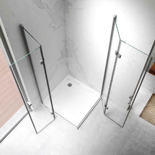 Stal szczotkowana kabina prysznicowa kwadratowa drzwi składane 90x90 KZ08C