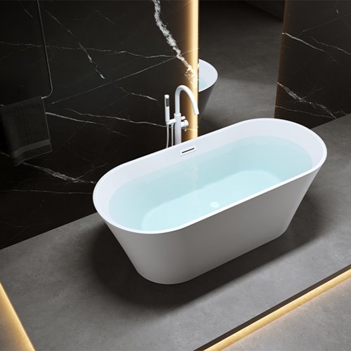 Wanna wolnostojąca biała przelew oraz korek biały 150 cm Lizbona Hydrosan