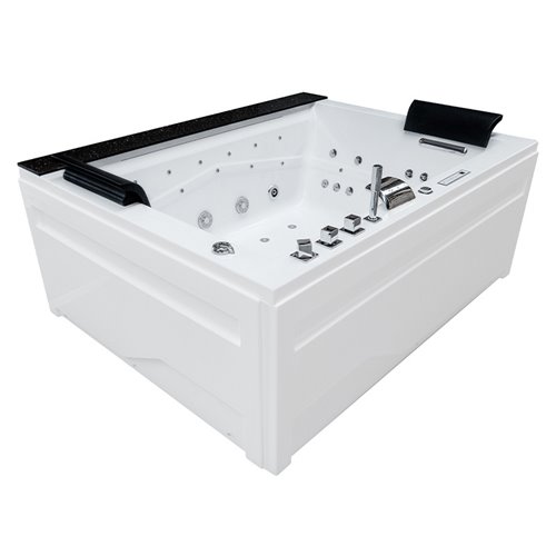 Wanna z hydromasażem prostokątna do zabudowy + obudowa Kalambo BL 190x150 cm