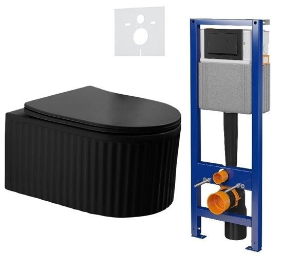 Zestaw podtynkowy stelaż CERSANIT MITO 40 MECH + miska LUMA-MTB-RIM-03 + przycisk ENTER II czarny mat