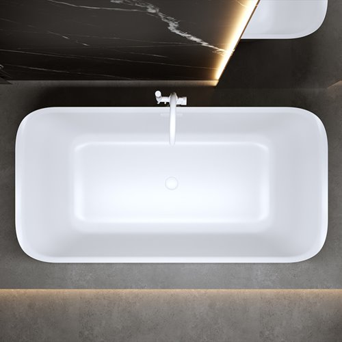 Wanna wolnostojąca biały przelew oraz korek prostokątna 150 cm Viana Hydrosan