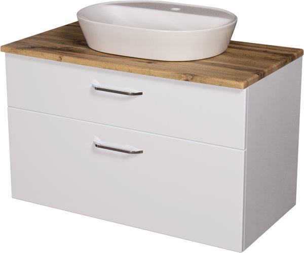 Szafka łazienkowa wisząca z umywalką nablatową 100 cm SETTO MODULO kolor biały połysk