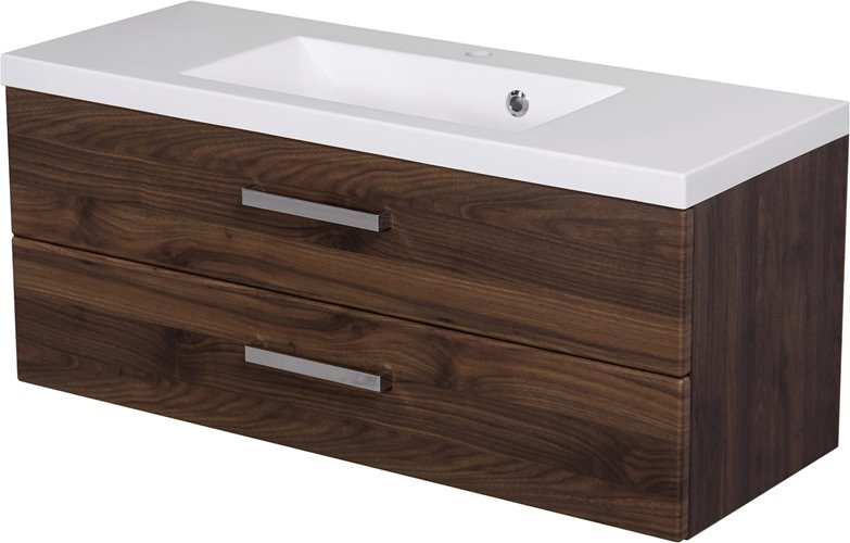 Szafka łazienkowa wisząca z umywalką 100 cm 39/2 Fokus kolor orzech