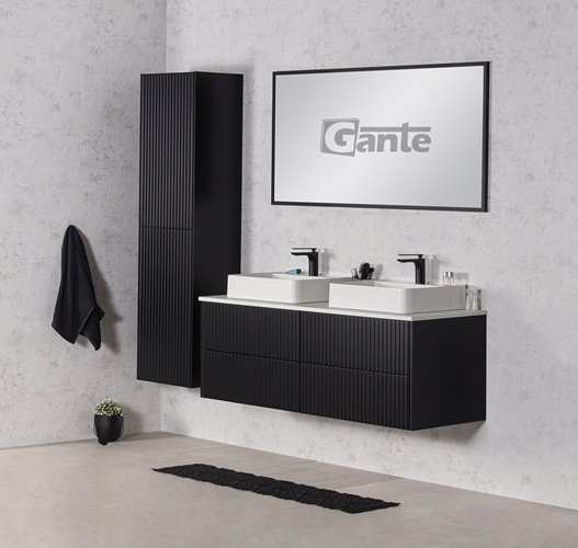 Szafka łazienkowa wisząca frezowana z umywalką 140 cm Mirage kolor czarny mat