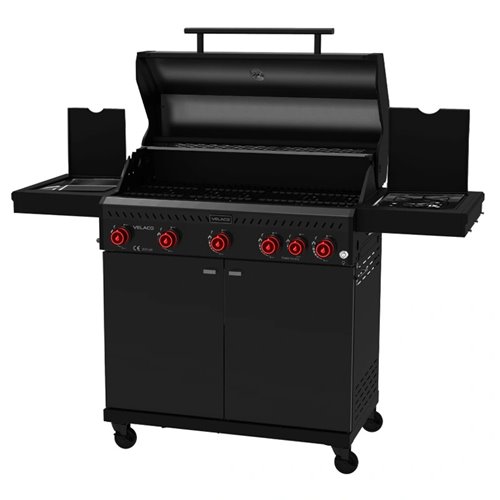 Grill gazowy ZEUS-D kolor czarny ruszt żeliwny moc 17,5 kW + pokrowiec + palnik boczny + LED zdjęcie 8