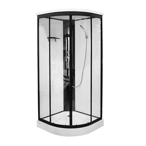 Kabina prysznicowa półokrągła zabudowana jasny środek 90x90