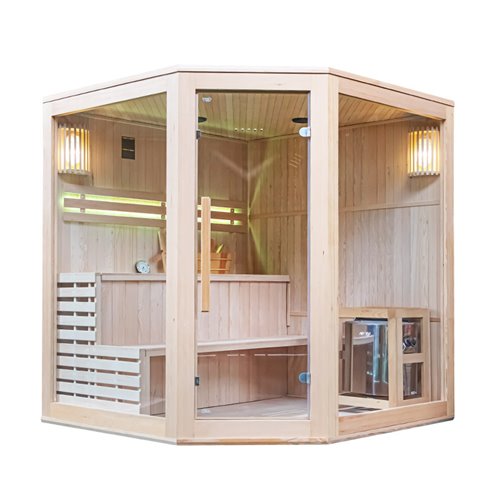 Sauna fińska 6-osobowa narożna 180x180 cm piec Harvia 8KW Bodo7