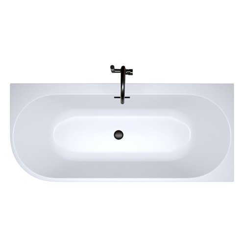 Wanna przyścienna czarny przelew oraz korek narożna prawa 150 cm Mera Hydrosan