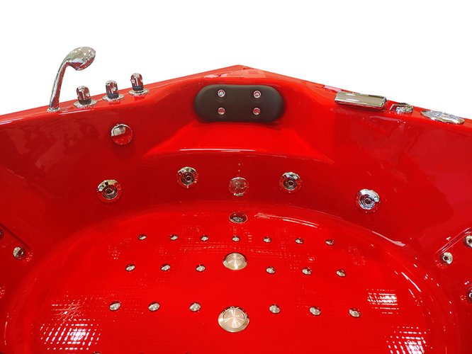 Czerwona wanna z hydromasażem narożna Turbo+ 152x152 cm MO-1004