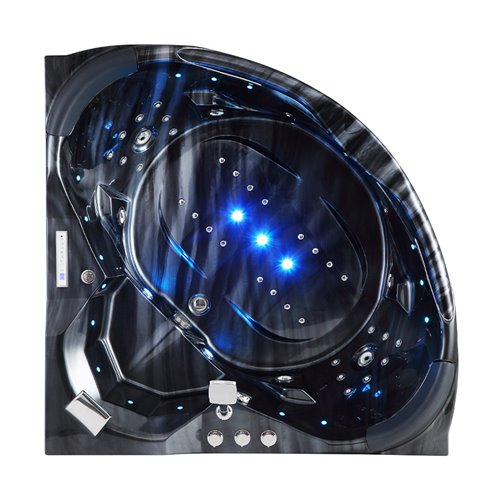 Czarna wanna z hydromasażem narożna 155x155 cm Eos 932 Hydrosan