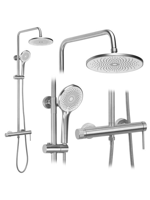 Zestaw prysznicowy natynkowy Inox Foss Clif Rea