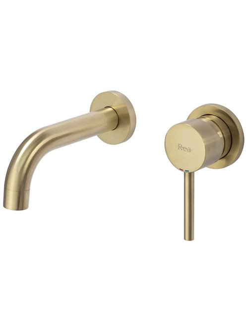 Bateria umywalkowa podtynkowa box Rea Lungo złoto szczotkowane