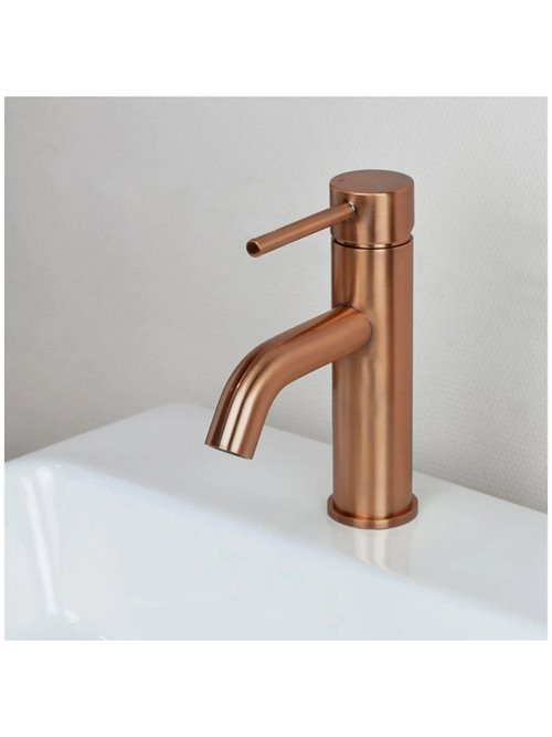 Bateria umywalkowa niska Lungo Rea miedź szczotkowana