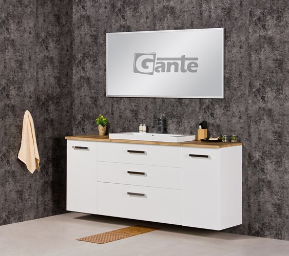 Szafka wisząca z umywalką 180 cm blat dąb naturalny 180/39/C3 seria Fokus B