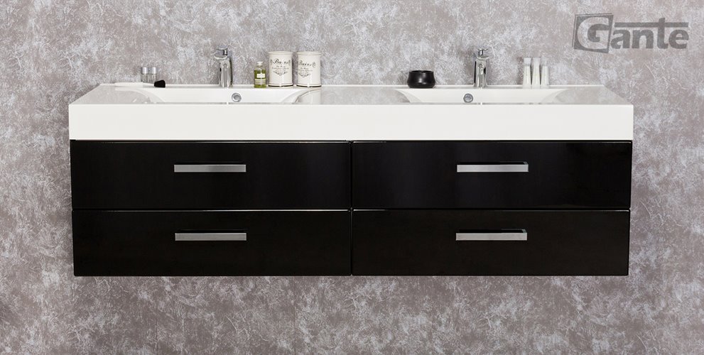 Czarna szafka wisząca z umywalką 160 cm seria Fokus C