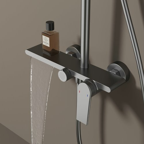 Zestaw prysznicowy deszczownica ze słuchawką AMANDA-GR-BR kolor szczotkowana stal